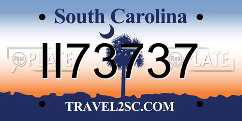 II73737 South Carolina License Plate