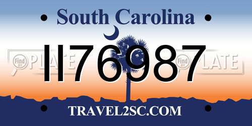 II76987 South Carolina License Plate