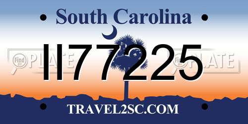 II77225 South Carolina License Plate