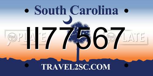II77567 South Carolina License Plate