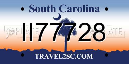 II77728 South Carolina License Plate
