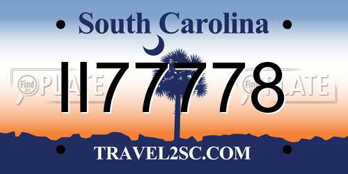 II77778 South Carolina License Plate