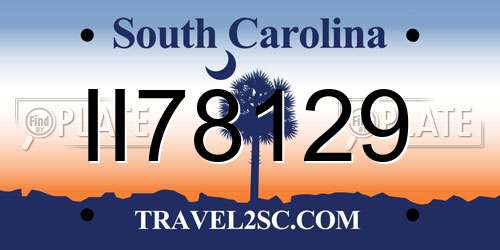 II78129 South Carolina License Plate