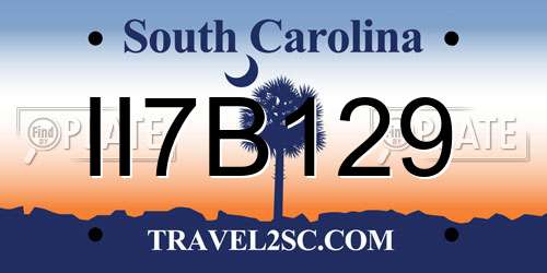 II7B129 South Carolina License Plate