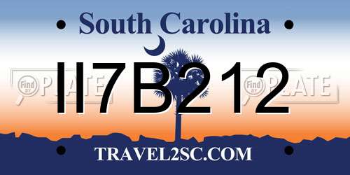 II7B212 South Carolina License Plate