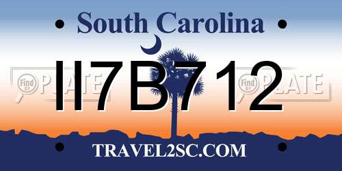 II7B712 South Carolina License Plate