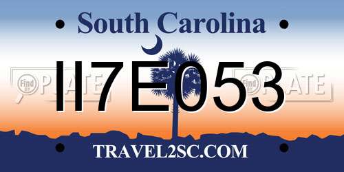 II7E053 South Carolina License Plate