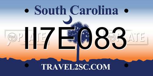 II7E083 South Carolina License Plate