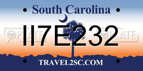 II7E232 South Carolina License Plate