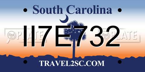 II7E732 South Carolina License Plate