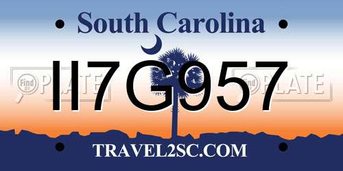 II7G957 South Carolina License Plate