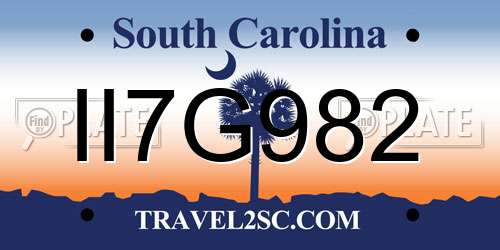 II7G982 South Carolina License Plate