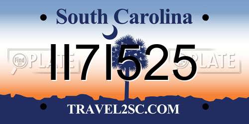 II7I525 South Carolina License Plate