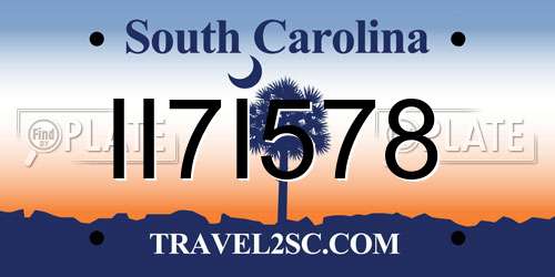 II7I578 South Carolina License Plate