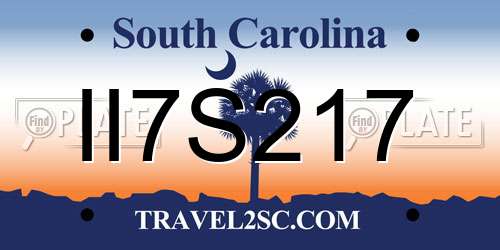 II7S217 South Carolina License Plate