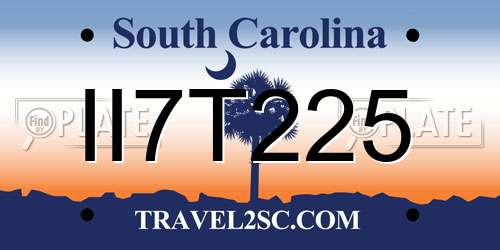 II7T225 South Carolina License Plate