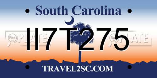 II7T275 South Carolina License Plate