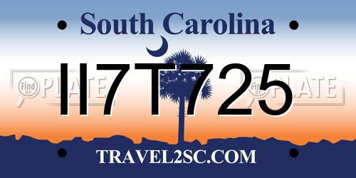 II7T725 South Carolina License Plate