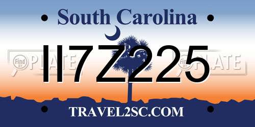 II7Z225 South Carolina License Plate