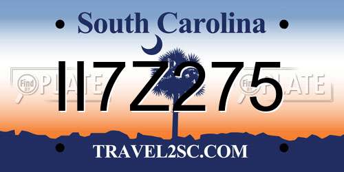 II7Z275 South Carolina License Plate