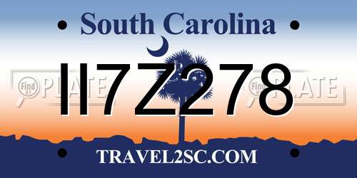 II7Z278 South Carolina License Plate