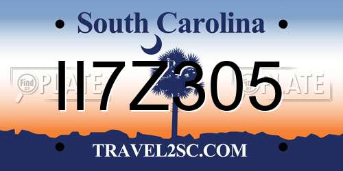 II7Z305 South Carolina License Plate