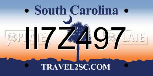 II7Z497 South Carolina License Plate