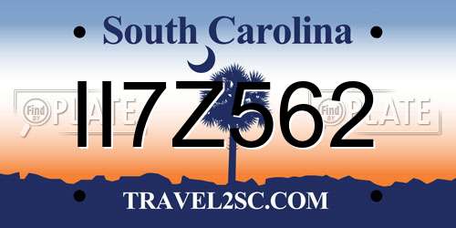 II7Z562 South Carolina License Plate