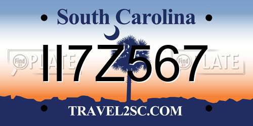 II7Z567 South Carolina License Plate