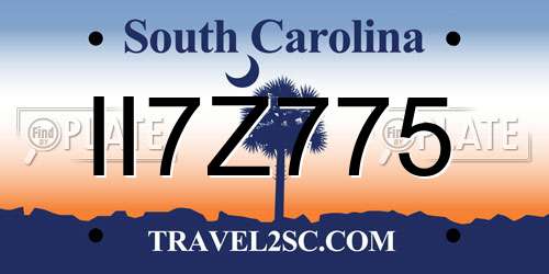 II7Z775 South Carolina License Plate