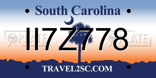 II7Z778 South Carolina License Plate