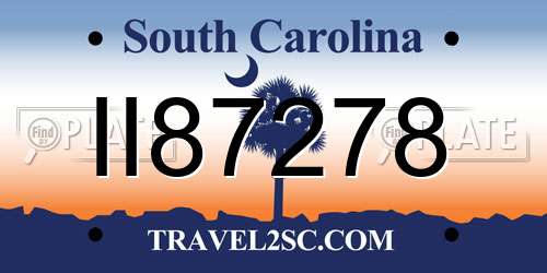 II87278 South Carolina License Plate