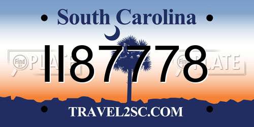 II87778 South Carolina License Plate