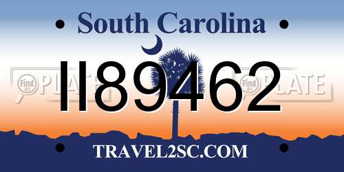 II89462 South Carolina License Plate