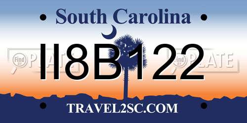 II8B122 South Carolina License Plate