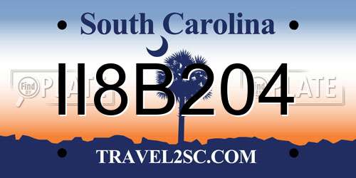 II8B204 South Carolina License Plate