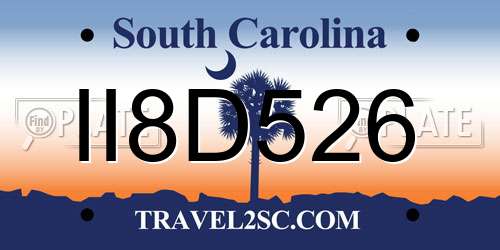 II8D526 South Carolina License Plate