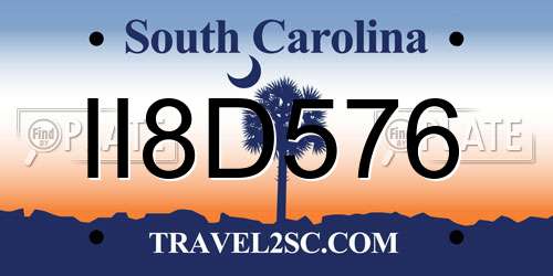 II8D576 South Carolina License Plate