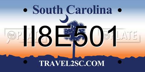 II8E501 South Carolina License Plate