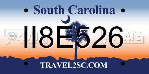 II8E526 South Carolina License Plate