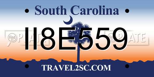 II8E559 South Carolina License Plate