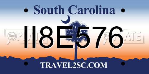 II8E576 South Carolina License Plate