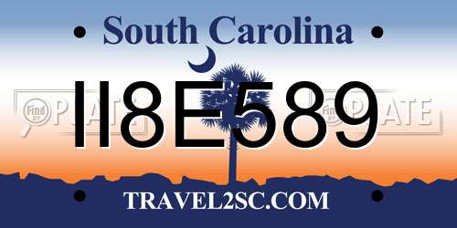 II8E589 South Carolina License Plate
