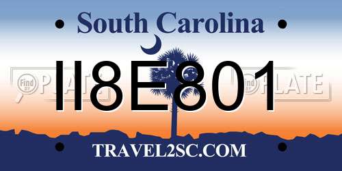 II8E801 South Carolina License Plate