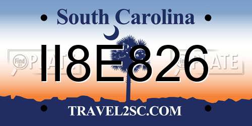 II8E826 South Carolina License Plate