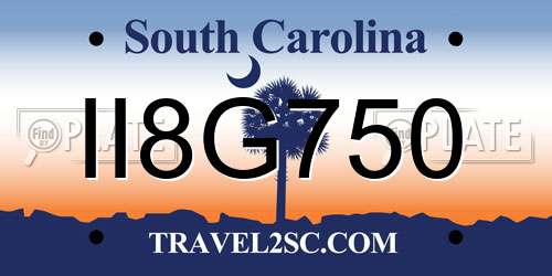 II8G750 South Carolina License Plate