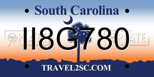 II8G780 South Carolina License Plate
