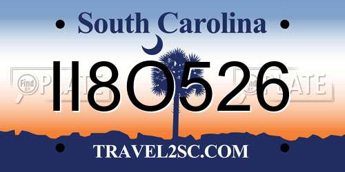 II8O526 South Carolina License Plate