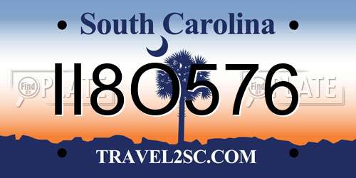 II8O576 South Carolina License Plate