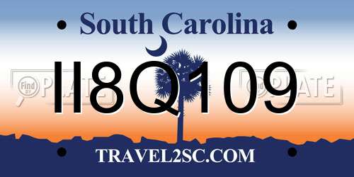 II8Q109 South Carolina License Plate